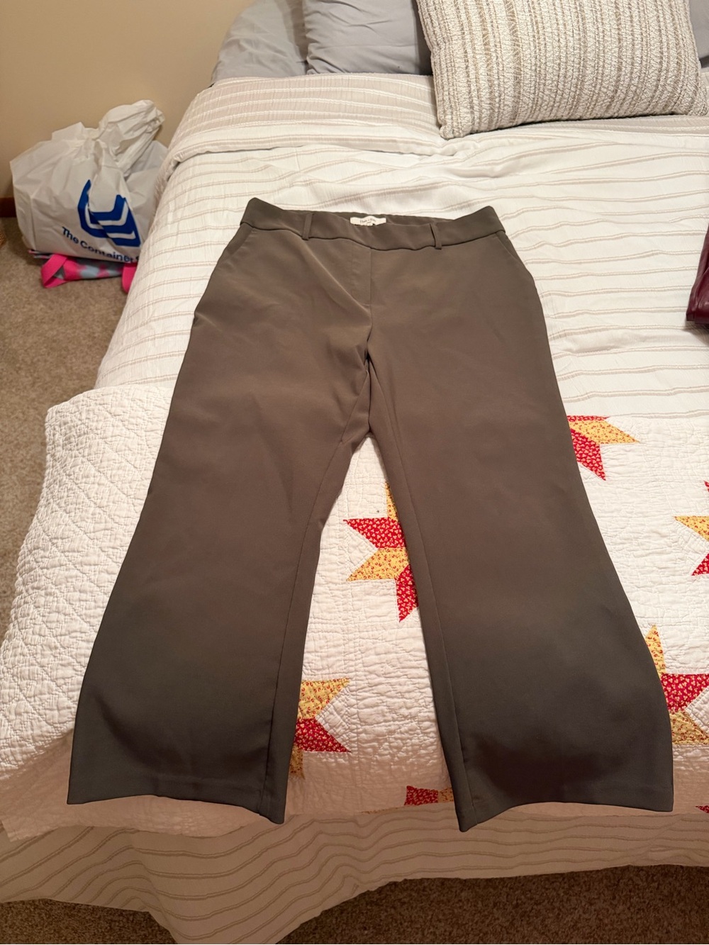 Women’s Olive Boot-Cut Dress Pants